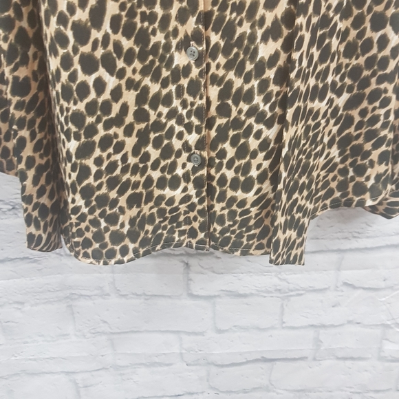 J.Crew Factory Animal Print Neck Tie Business Career Blouse - Picture 6 of 10